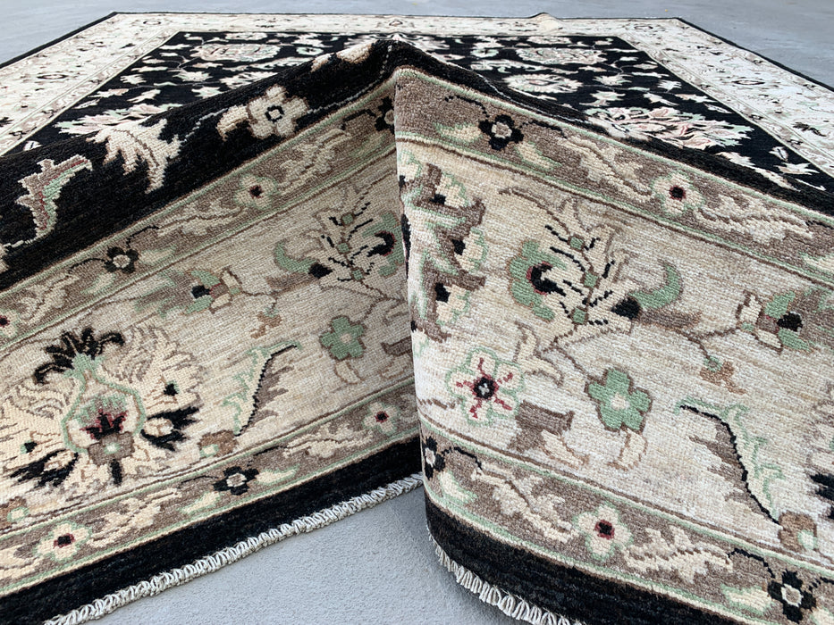 10'0 x 8'1 Hand-Knotted Peshawari Chobi Wool Rug - Black Traditional Floral Area Rug - KBHM-552