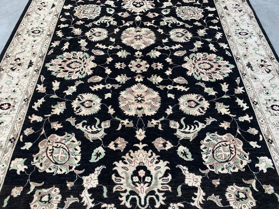 10'0 x 8'1 Hand-Knotted Peshawari Chobi Wool Rug - Black Traditional Floral Area Rug - KBHM-552