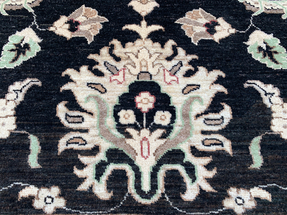 10'0 x 8'1 Hand-Knotted Peshawari Chobi Wool Rug - Black Traditional Floral Area Rug - KBHM-552