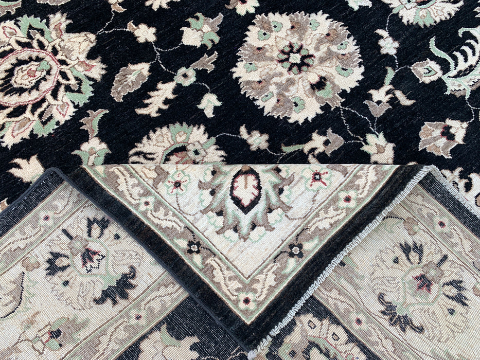 10'0 x 8'1 Hand-Knotted Peshawari Chobi Wool Rug - Black Traditional Floral Area Rug - KBHM-552