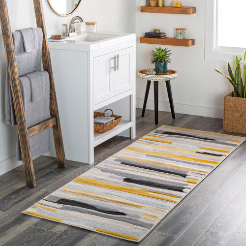 City Machine Woven Rug — Yellow / Gray Multi | CIT-2340 - colour & pattern