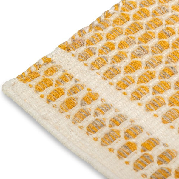 Reversible Hand-Woven Wool Rug – Amber & Natural Pattern (0.25" Pile)