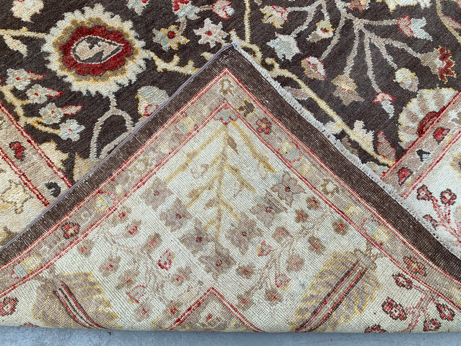 11'9 x 8'9 Hand-Knotted Peshawari Chobi Wool Rug - Brown Traditional Floral Area Rug - KBHM-608