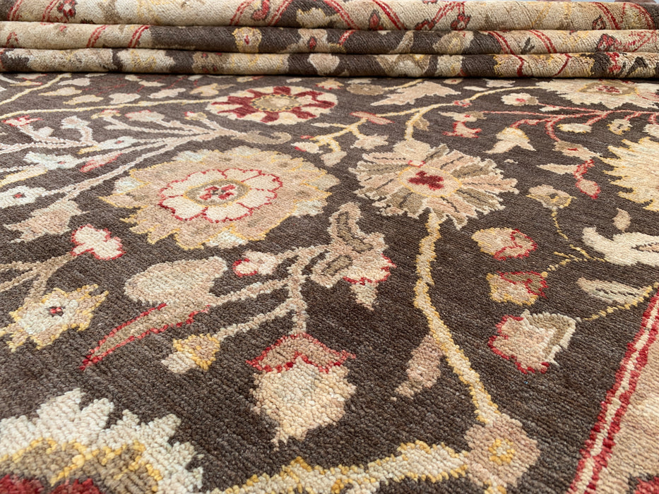 11'9 x 8'9 Hand-Knotted Peshawari Chobi Wool Rug - Brown Traditional Floral Area Rug - KBHM-608