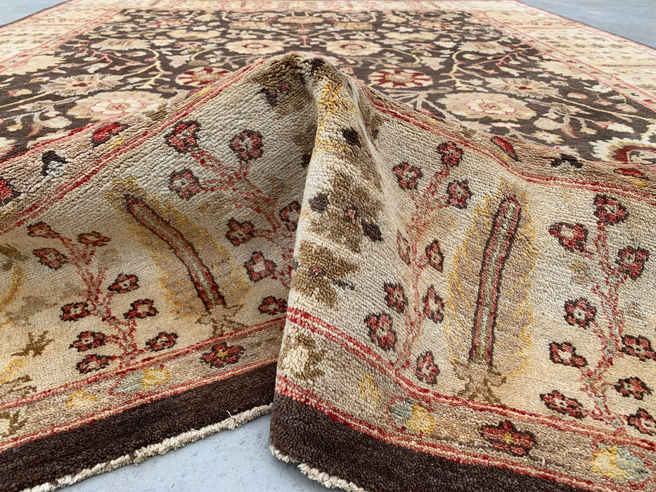 11'9 x 8'9 Hand-Knotted Peshawari Chobi Wool Rug - Brown Traditional Floral Area Rug - KBHM-608