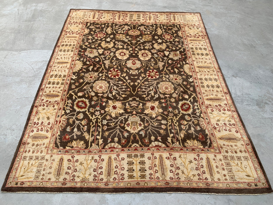 11'9 x 8'9 Hand-Knotted Peshawari Chobi Wool Rug - Brown Traditional Floral Area Rug - KBHM-608
