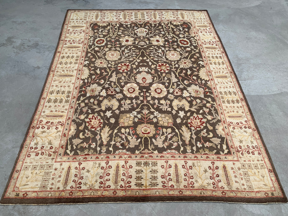 11'9 x 8'9 Hand-Knotted Peshawari Chobi Wool Rug - Brown Traditional Floral Area Rug - KBHM-608
