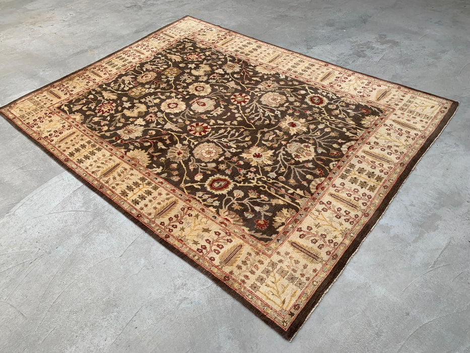11'9 x 8'9 Hand-Knotted Peshawari Chobi Wool Rug - Brown Traditional Floral Area Rug - KBHM-608
