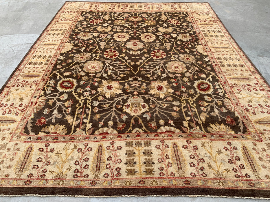 11'9 x 8'9 Hand-Knotted Peshawari Chobi Wool Rug - Brown Traditional Floral Area Rug - KBHM-608