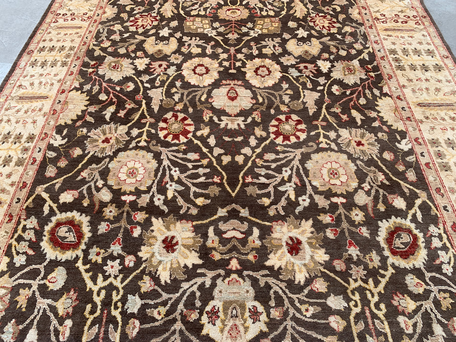 11'9 x 8'9 Hand-Knotted Peshawari Chobi Wool Rug - Brown Traditional Floral Area Rug - KBHM-608