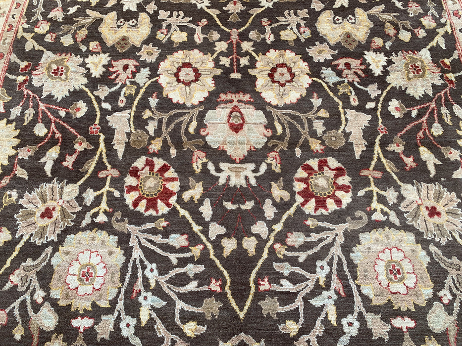 11'9 x 8'9 Hand-Knotted Peshawari Chobi Wool Rug - Brown Traditional Floral Area Rug - KBHM-608