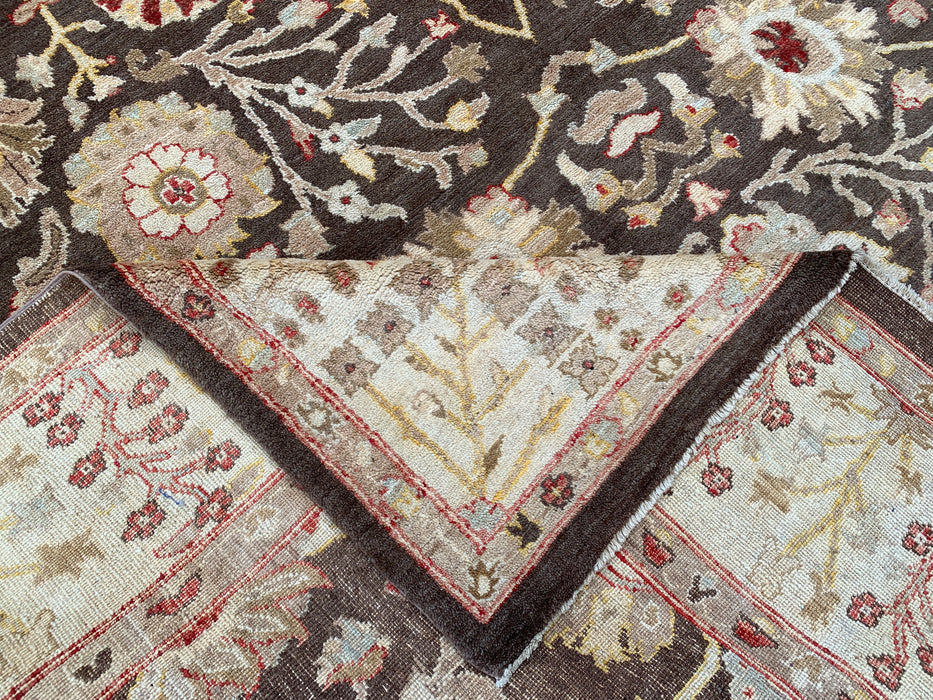 11'9 x 8'9 Hand-Knotted Peshawari Chobi Wool Rug - Brown Traditional Floral Area Rug - KBHM-608