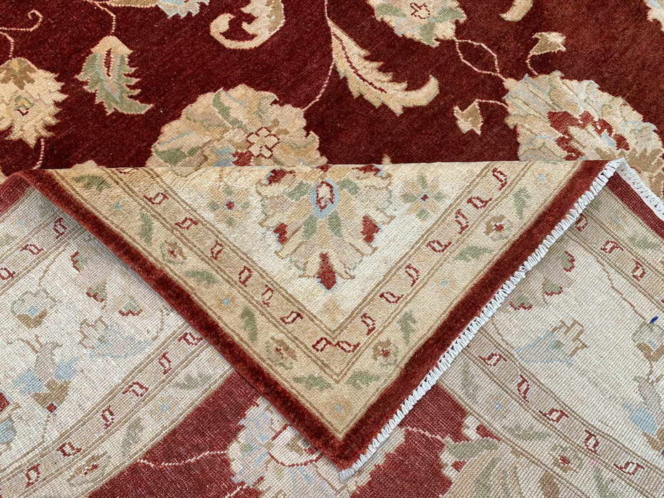 11'8 x 9'1 Hand-Knotted Peshawari Chobi Wool Rug - Red Traditional Floral Area Rug - KBHM-609