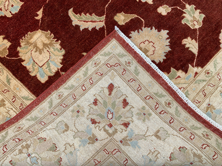 11'8 x 9'1 Hand-Knotted Peshawari Chobi Wool Rug - Red Traditional Floral Area Rug - KBHM-609