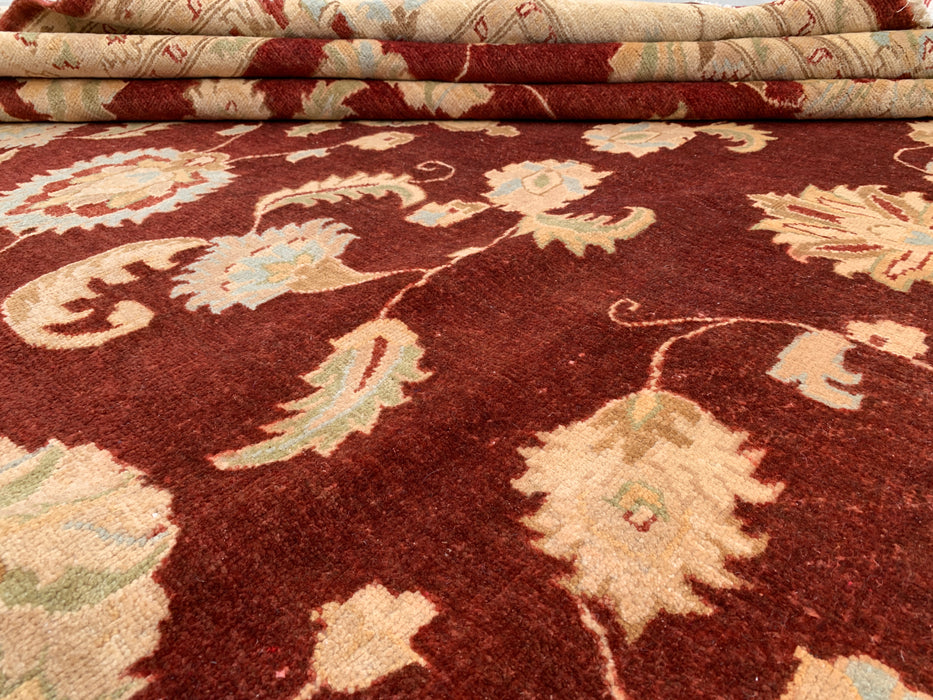 11'8 x 9'1 Hand-Knotted Peshawari Chobi Wool Rug - Red Traditional Floral Area Rug - KBHM-609