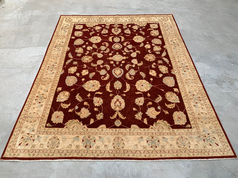 11'8 x 9'1 Hand-Knotted Peshawari Chobi Wool Rug - Red Traditional Floral Area Rug - KBHM-609