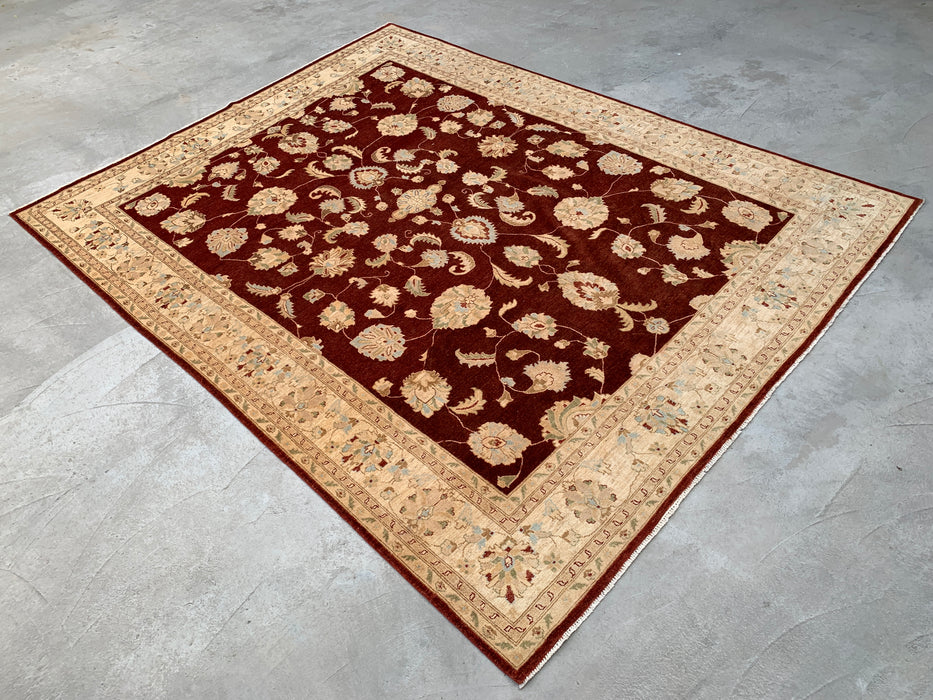 11'8 x 9'1 Hand-Knotted Peshawari Chobi Wool Rug - Red Traditional Floral Area Rug - KBHM-609
