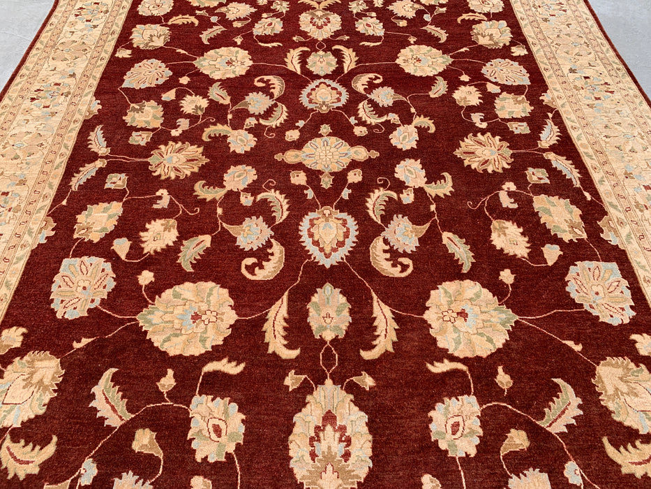 11'8 x 9'1 Hand-Knotted Peshawari Chobi Wool Rug - Red Traditional Floral Area Rug - KBHM-609