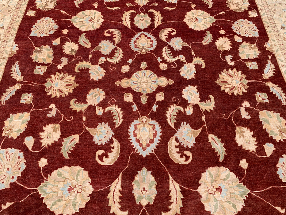 11'8 x 9'1 Hand-Knotted Peshawari Chobi Wool Rug - Red Traditional Floral Area Rug - KBHM-609