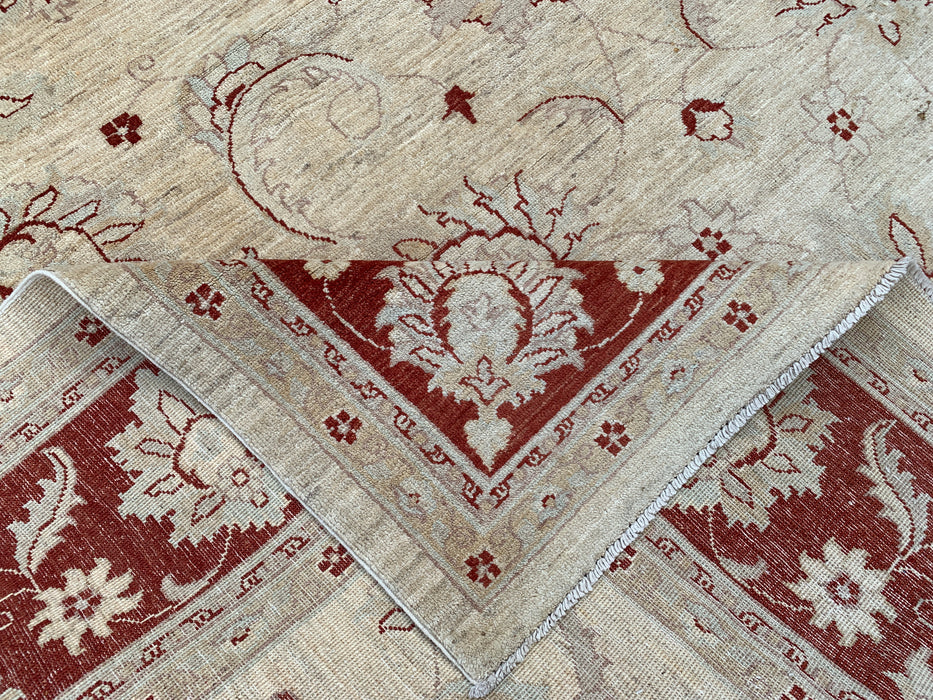 11'10 x 9'5 Hand-Knotted Peshawari Chobi Wool Rug - Ivory Traditional Floral Area Rug - KBHM-610