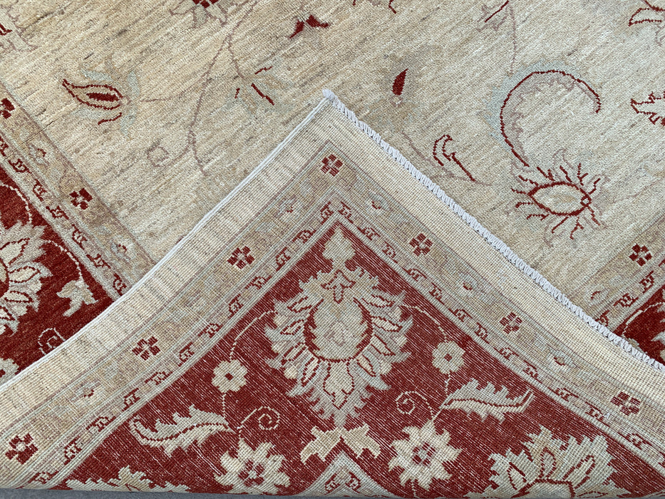 11'10 x 9'5 Hand-Knotted Peshawari Chobi Wool Rug - Ivory Traditional Floral Area Rug - KBHM-610