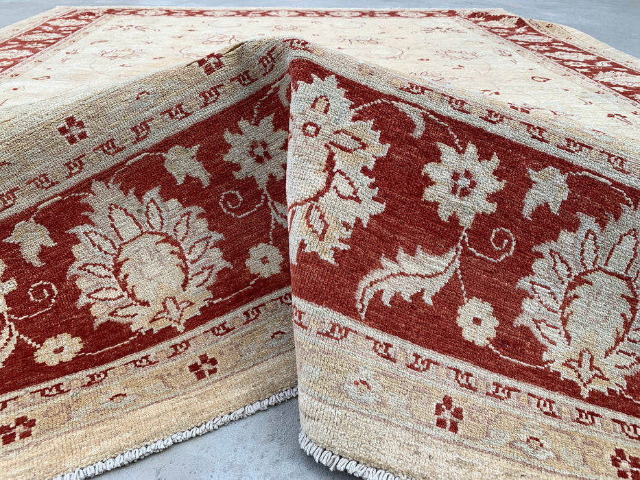 11'10 x 9'5 Hand-Knotted Peshawari Chobi Wool Rug - Ivory Traditional Floral Area Rug - KBHM-610