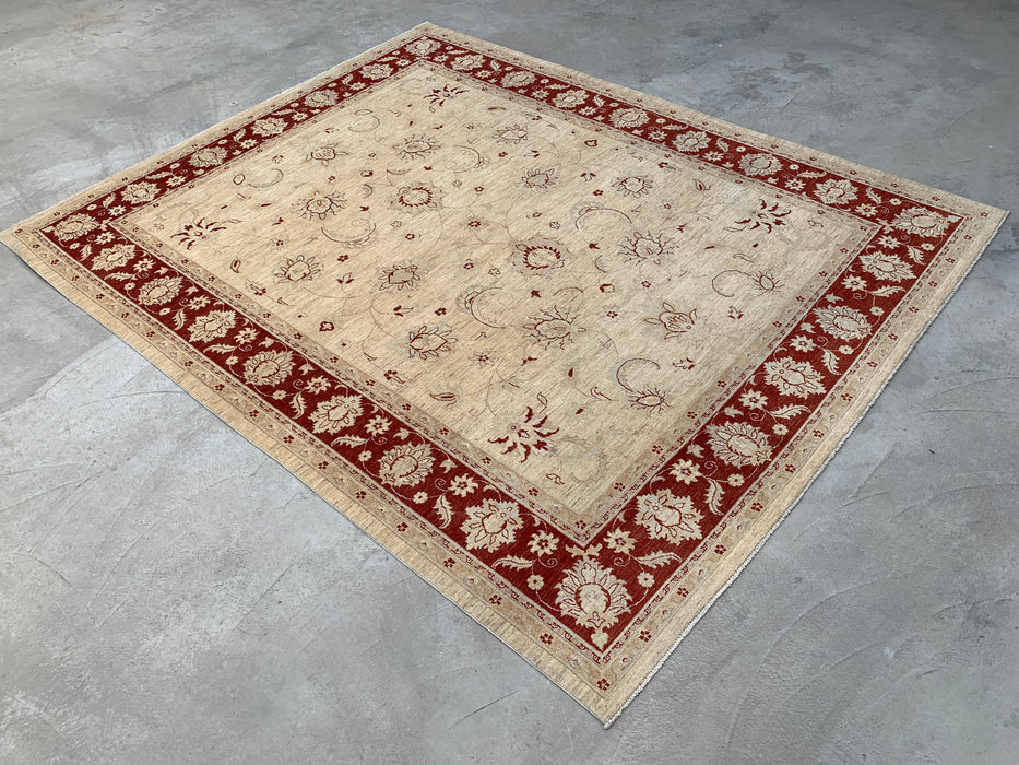 11'10 x 9'5 Hand-Knotted Peshawari Chobi Wool Rug - Ivory Traditional Floral Area Rug - KBHM-610