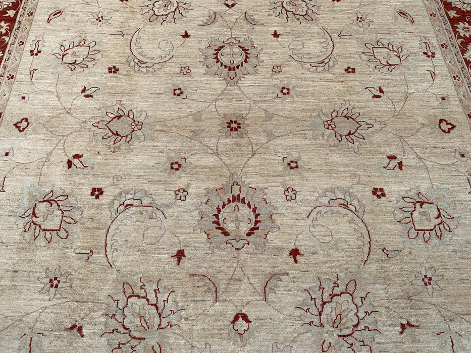 11'10 x 9'5 Hand-Knotted Peshawari Chobi Wool Rug - Ivory Traditional Floral Area Rug - KBHM-610