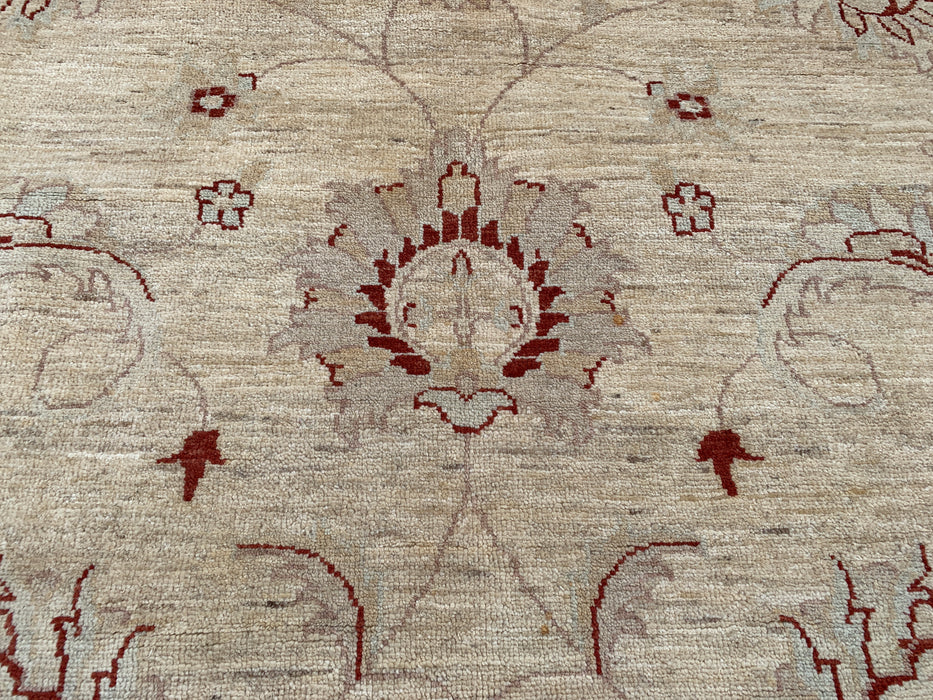 11'10 x 9'5 Hand-Knotted Peshawari Chobi Wool Rug - Ivory Traditional Floral Area Rug - KBHM-610