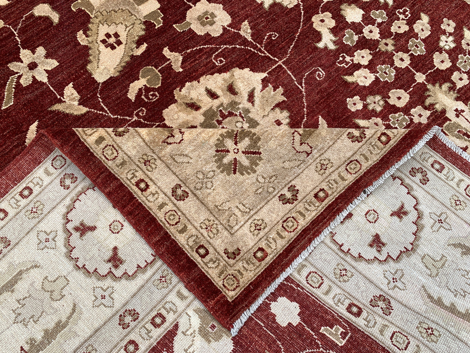 12'0 x 9'6 Hand-Knotted Peshawari Chobi Wool Rug - Red Traditional Floral Area Rug - KBHM-611