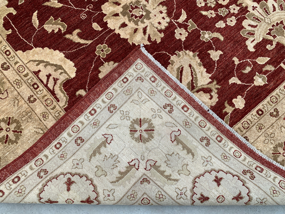 12'0 x 9'6 Hand-Knotted Peshawari Chobi Wool Rug - Red Traditional Floral Area Rug - KBHM-611