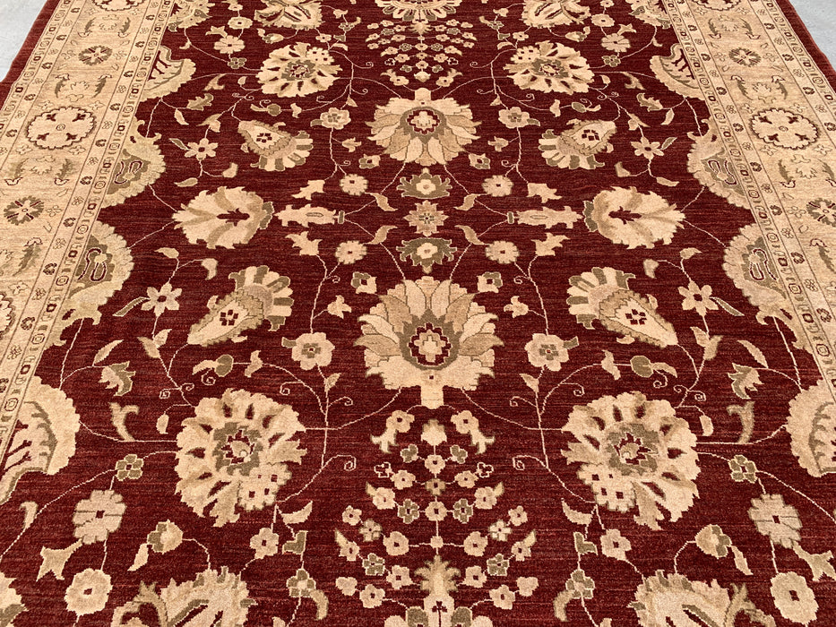 12'0 x 9'6 Hand-Knotted Peshawari Chobi Wool Rug - Red Traditional Floral Area Rug - KBHM-611
