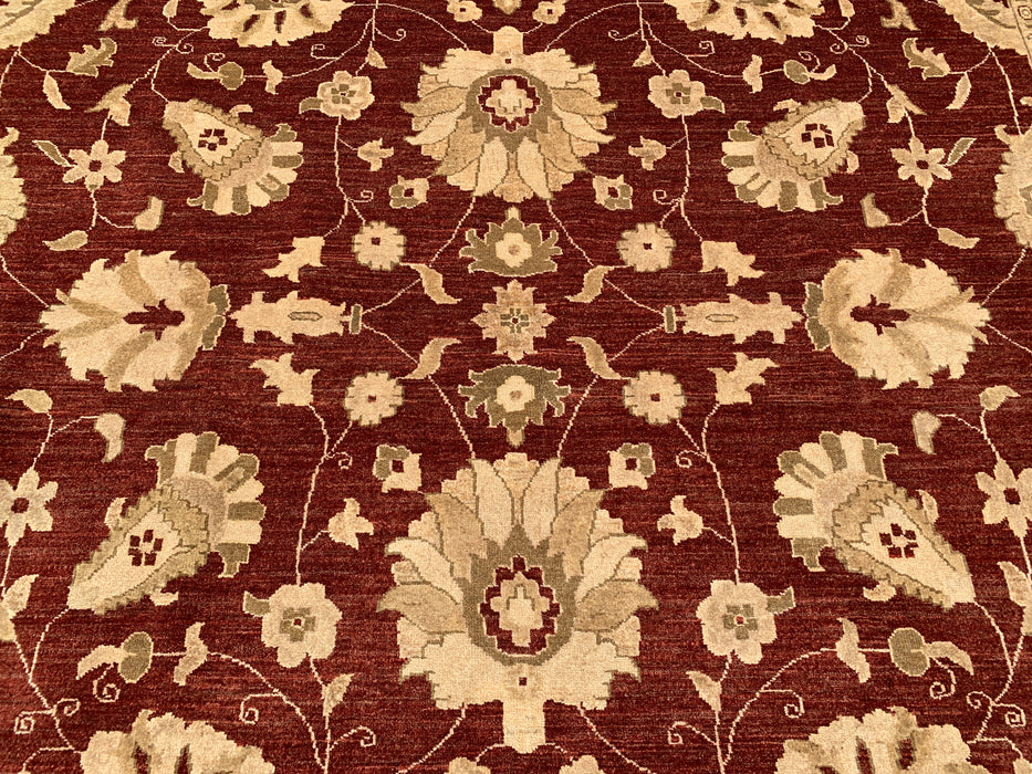 12'0 x 9'6 Hand-Knotted Peshawari Chobi Wool Rug - Red Traditional Floral Area Rug - KBHM-611