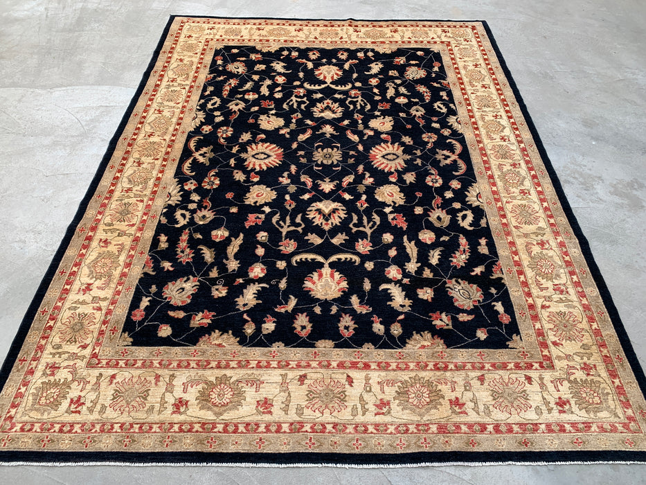 13'0 x 9'10 Hand-Knotted Peshawari Chobi Wool Rug - Black Traditional Floral Area Rug - KBHM-612