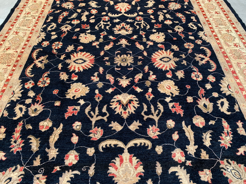 13'0 x 9'10 Hand-Knotted Peshawari Chobi Wool Rug - Black Traditional Floral Area Rug - KBHM-612