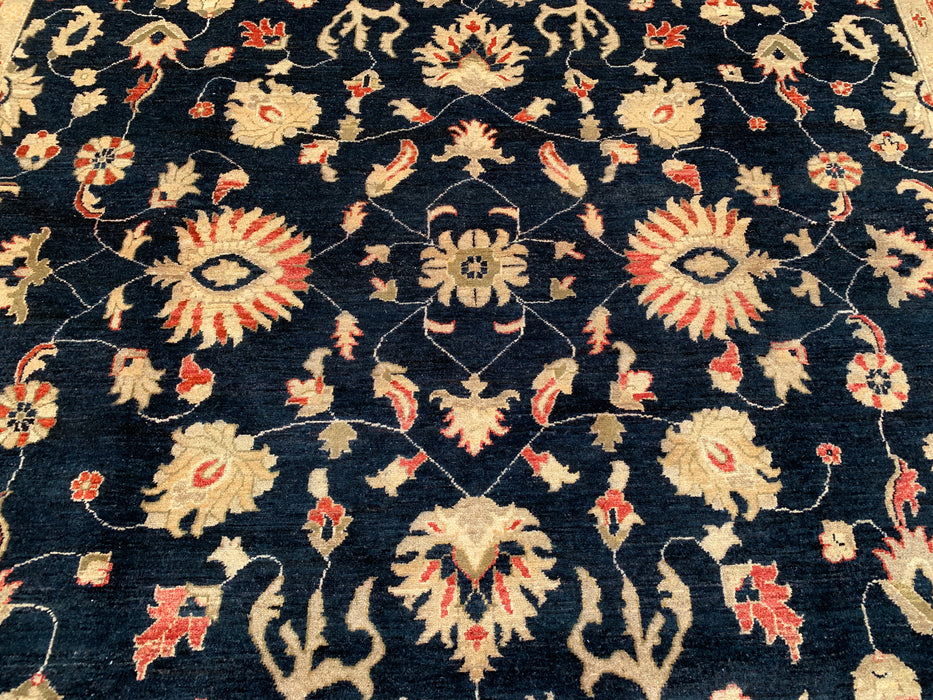 13'0 x 9'10 Hand-Knotted Peshawari Chobi Wool Rug - Black Traditional Floral Area Rug - KBHM-612