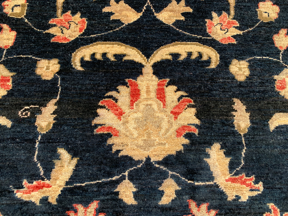 13'0 x 9'10 Hand-Knotted Peshawari Chobi Wool Rug - Black Traditional Floral Area Rug - KBHM-612