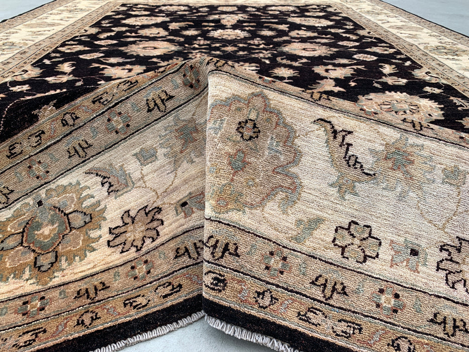 12'1 x 9'1 Hand-Knotted Peshawari Chobi Wool Rug - Black Traditional Floral Area Rug - KBHM-613