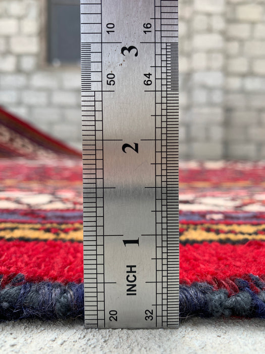 Handmade Persian Wool Area Rug 7x10 - Red Tribal Medallion Persian Style Rug - Exact Size 10'2" x 6'8" - KBHM-672