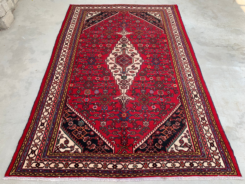 Handmade Persian Wool Area Rug 7x10 - Red Tribal Medallion Persian Style Rug - Exact Size 10'2" x 6'8" - KBHM-672