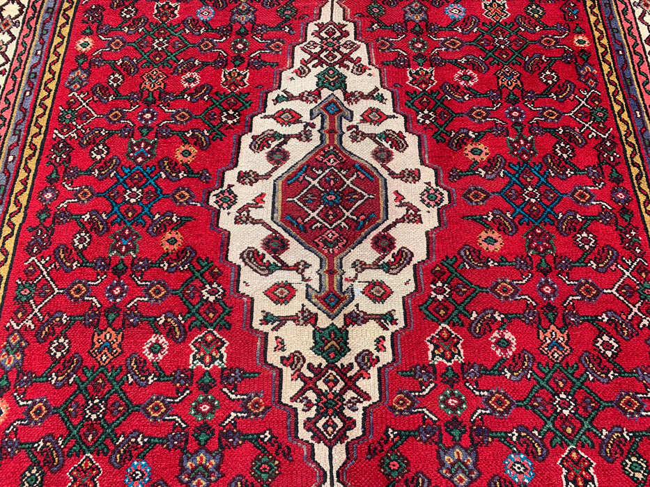 Handmade Persian Wool Area Rug 7x10 - Red Tribal Medallion Persian Style Rug - Exact Size 10'2" x 6'8" - KBHM-672
