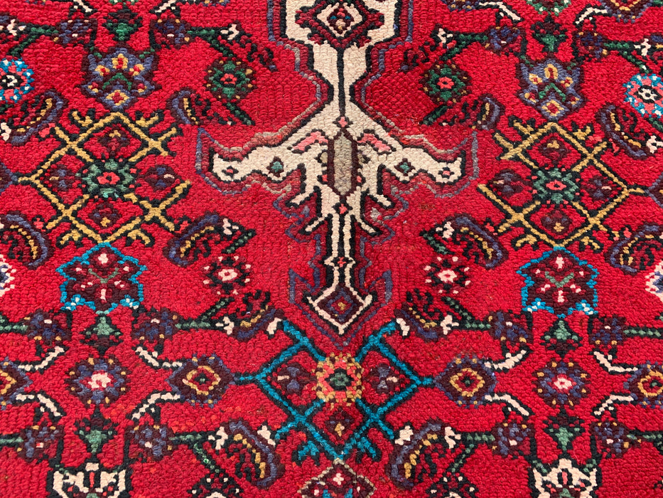 Handmade Persian Wool Area Rug 7x10 - Red Tribal Medallion Persian Style Rug - Exact Size 10'2" x 6'8" - KBHM-672