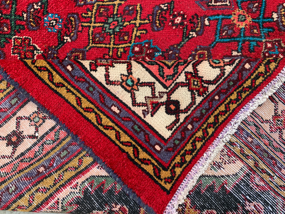 Handmade Persian Wool Area Rug 7x10 - Red Tribal Medallion Persian Style Rug - Exact Size 10'2" x 6'8" - KBHM-672