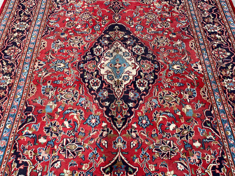 Handmade Persian Wool Area Rug 7x10 - Red Floral Medallion Persian Style Rug - Exact Size 9'5" x 6'2" - KBHM-679