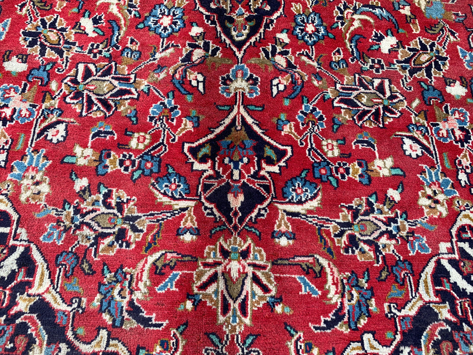 Handmade Persian Wool Area Rug 7x10 - Red Floral Medallion Persian Style Rug - Exact Size 9'5" x 6'2" - KBHM-679