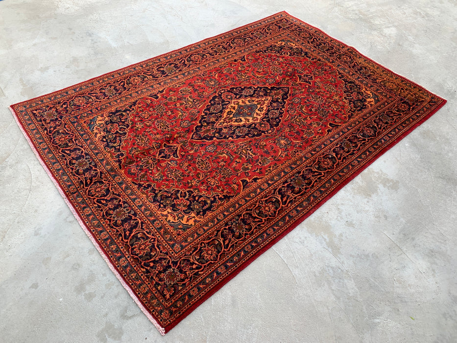 Handmade Persian Wool Area Rug 7x10 - Red Floral Medallion Persian Style Rug - Exact Size 9'5" x 6'3" - KBHM-683