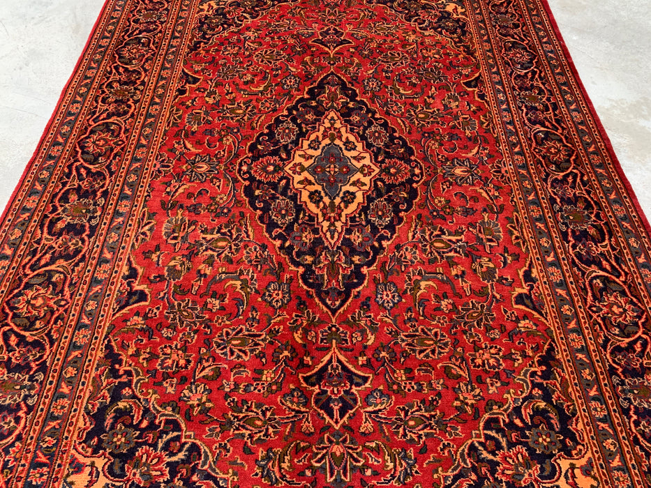 Handmade Persian Wool Area Rug 7x10 - Red Floral Medallion Persian Style Rug - Exact Size 9'5" x 6'3" - KBHM-683