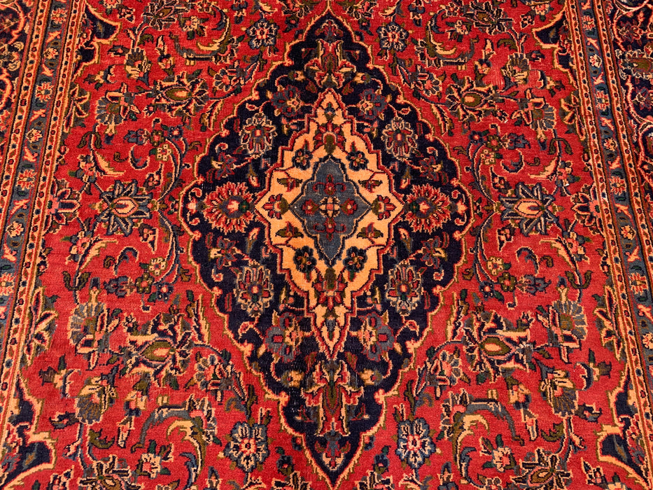 Handmade Persian Wool Area Rug 7x10 - Red Floral Medallion Persian Style Rug - Exact Size 9'5" x 6'3" - KBHM-683