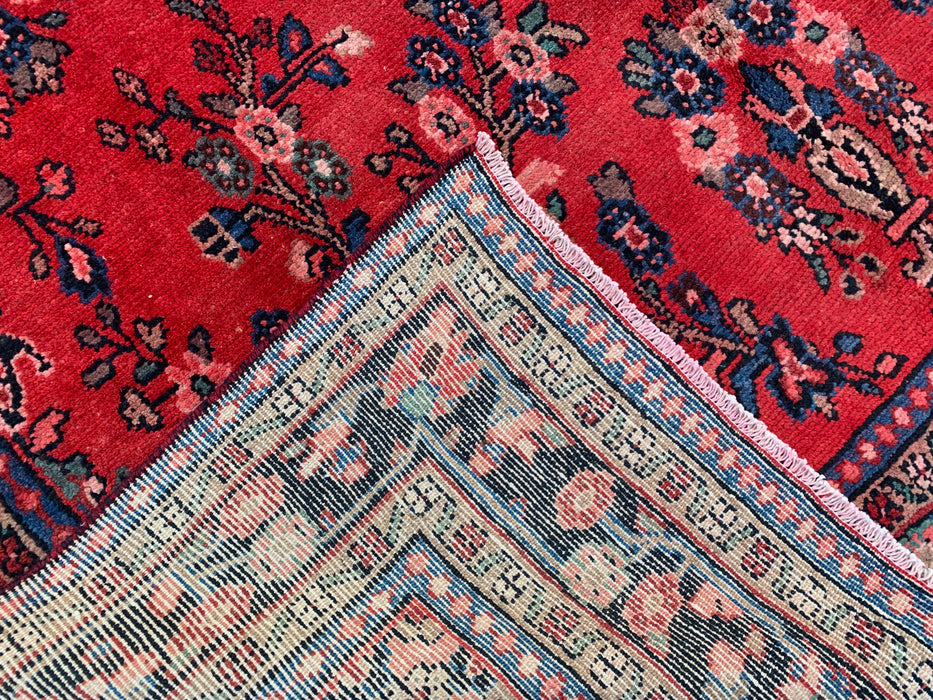 Handmade Persian Wool Area Rug 7x10 - Red Floral Medallion Persian Style Rug - Exact Size 9'7" x 6'11" - KBHM-687