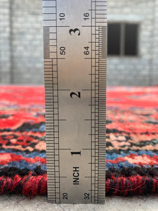 Handmade Persian Wool Area Rug 7x10 - Red Floral Medallion Persian Style Rug - Exact Size 9'7" x 6'11" - KBHM-687